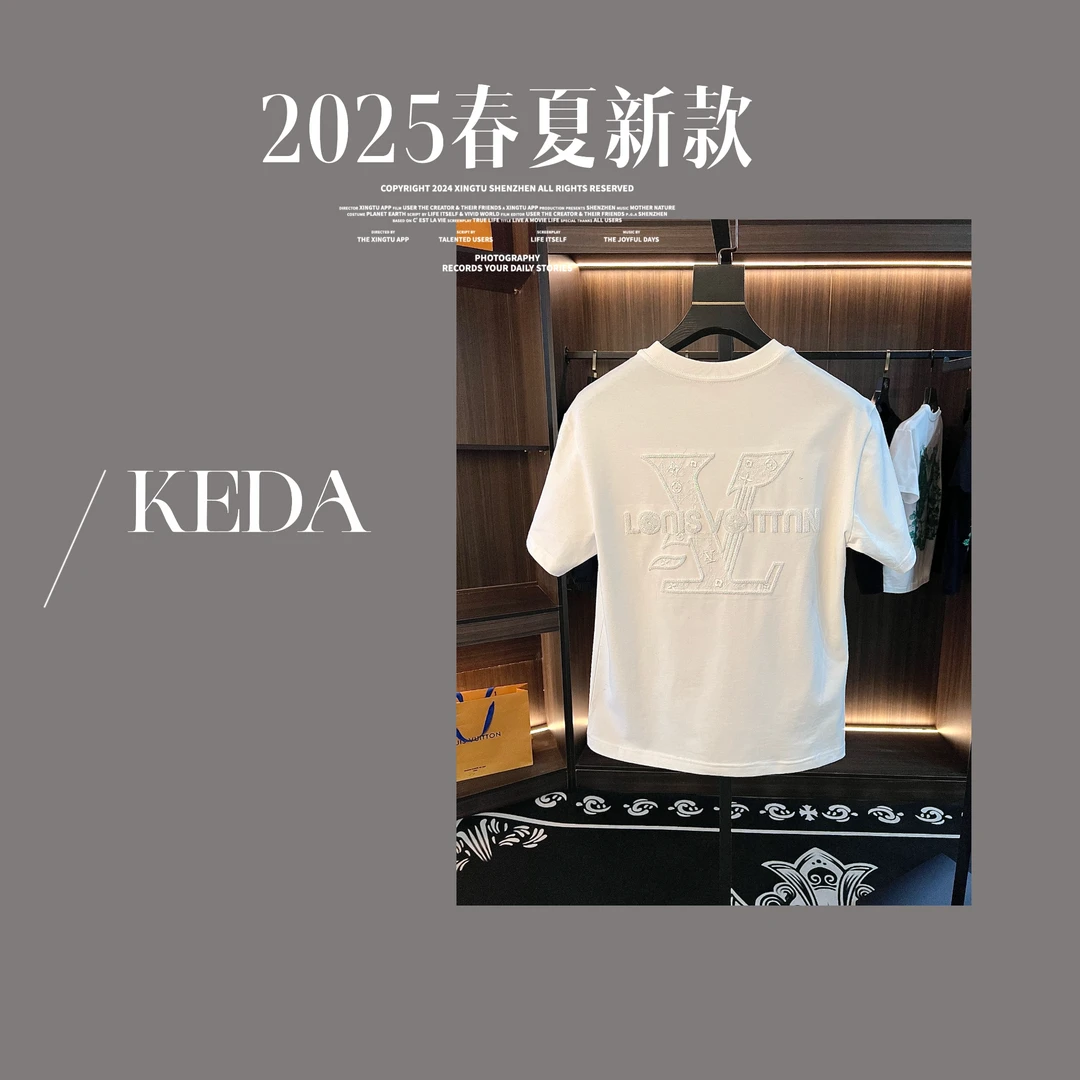 【亮片】2025春夏新款半袖男装高定系列时尚的设计款纯棉t