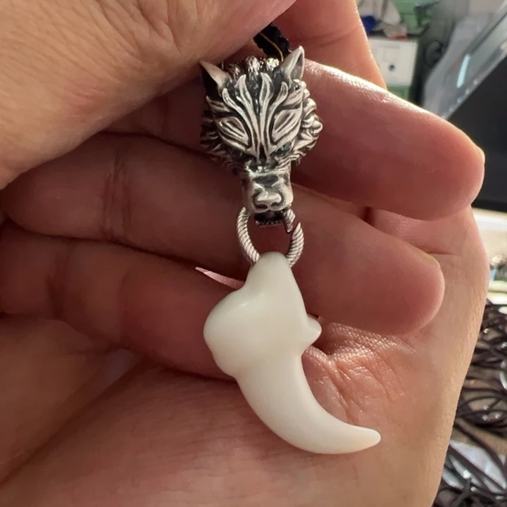 颈饰银S925镶嵌和田玉有**我