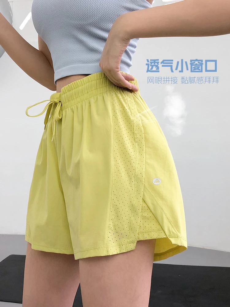 跑步运动短裤女夏假两件防走光透气速干普拉提瑜伽训练三分健身裤
