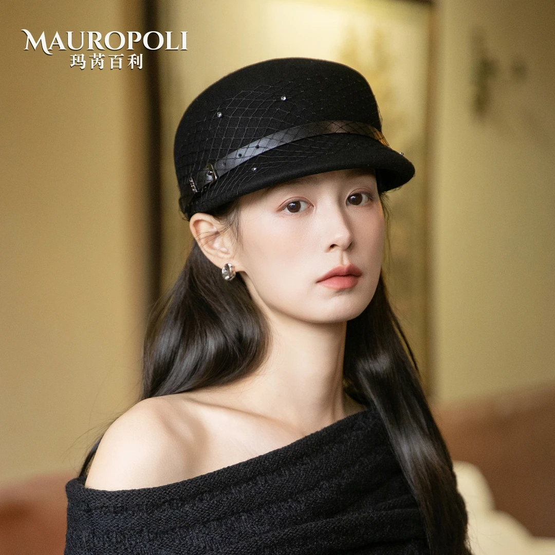 黑色英伦报童帽女秋冬复古气质马术帽保暖帽子女款2025高级帽子