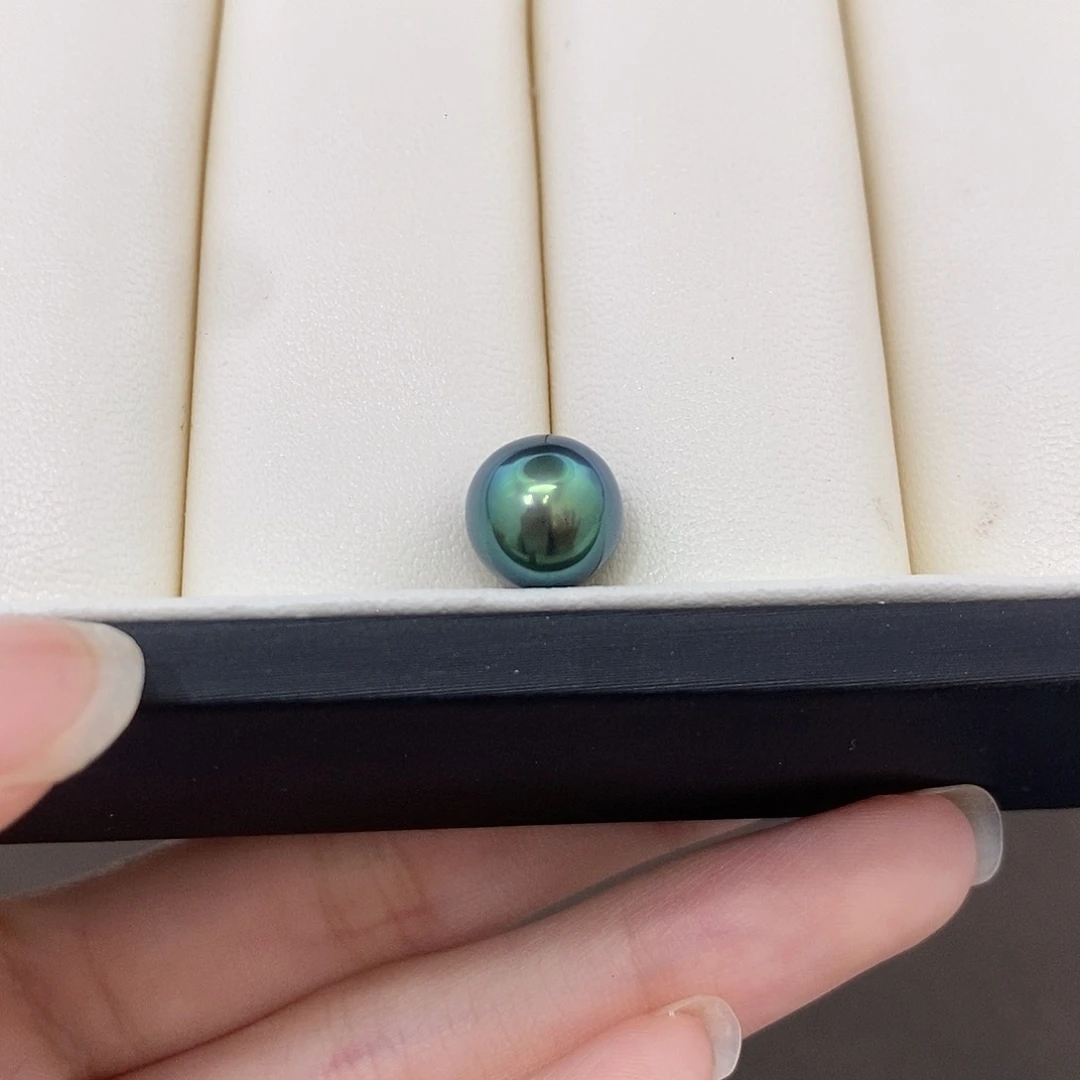 未镶嵌海水珍珠耳饰9.5mm孔雀绿