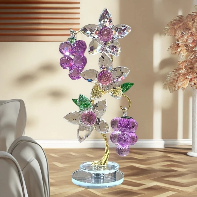 L水晶玻璃葡萄摆件创意家居装饰品高档轻奢花朵礼品