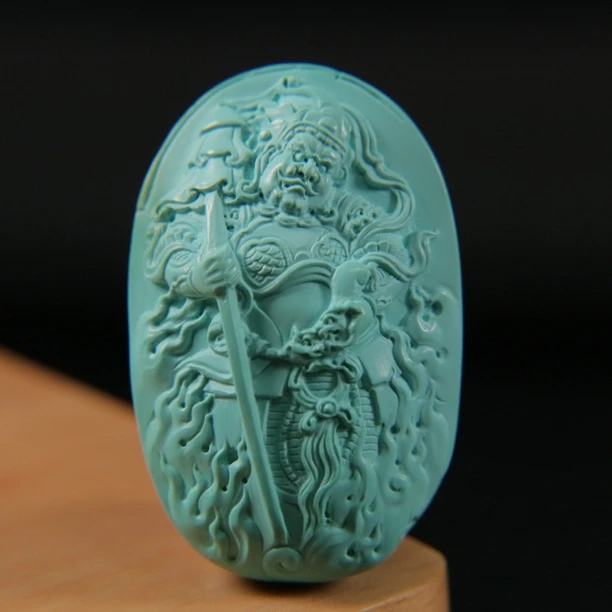 原矿绿松石财宝天王 尺寸37×24×11mm，重13.39g