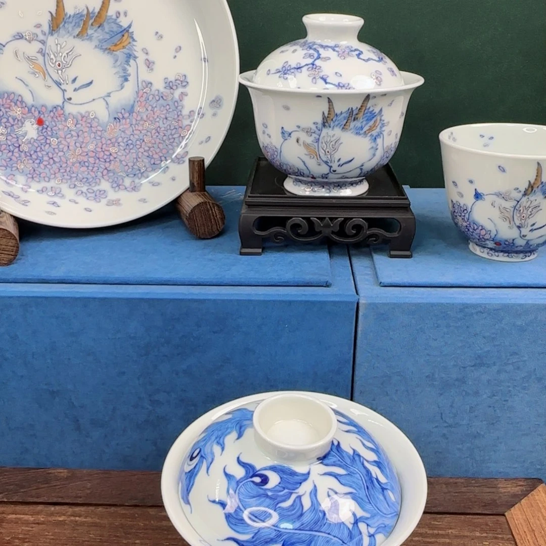 人***意景德镇青花斗彩套系