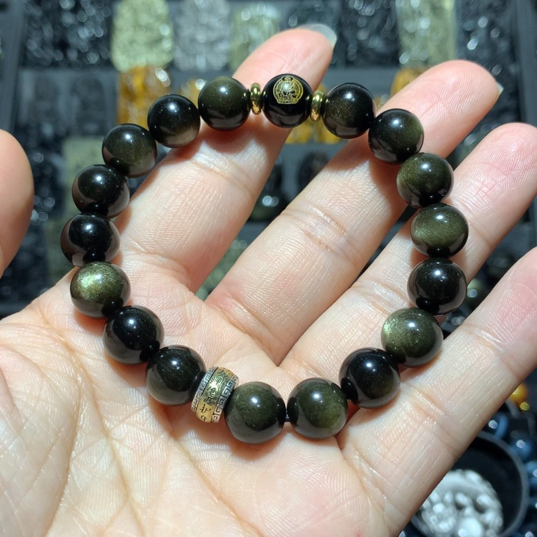 黑曜岩手串未镶嵌大***吗