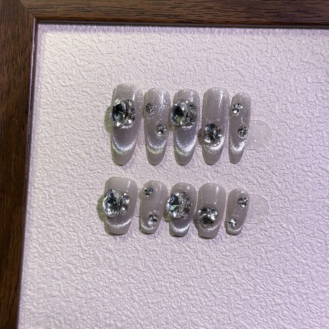 （亮晶幻闪）纯手工穿戴甲高级爆闪美甲贴片显白