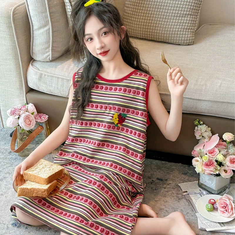 女童睡裙凉感棉夏季复古港风可外穿家居裙258069