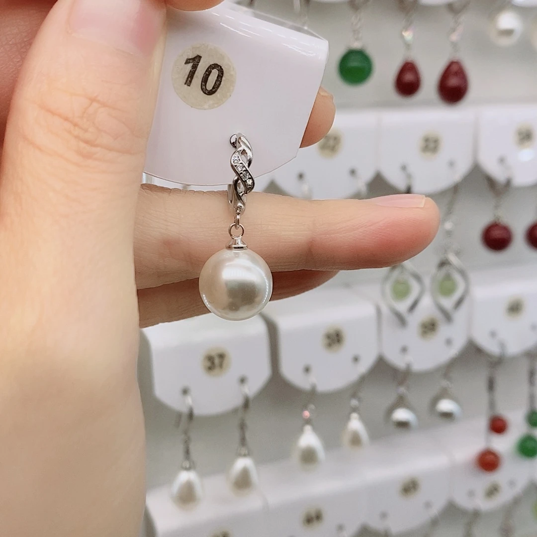 925银12毫米白貝珠