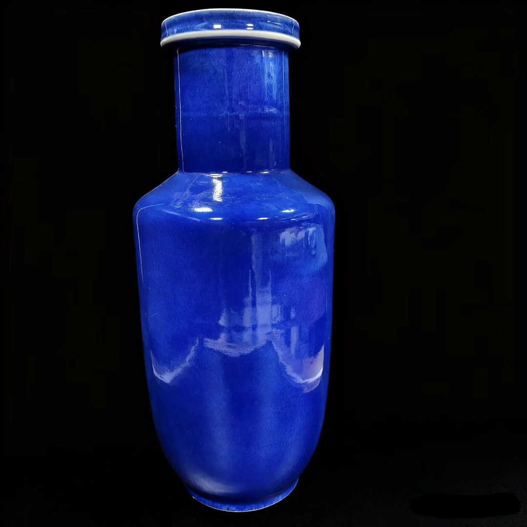DS221 清康熙洒蓝釉棒槌赏瓶 直径16cm 高45cm