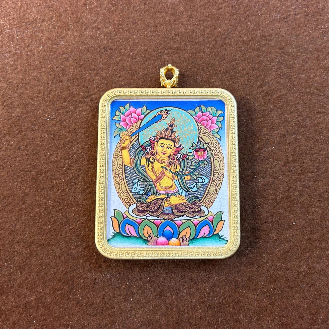【热贡彩唐】纯手绘随身唐卡吊坠 | 4X5cm画芯 | 文殊老师