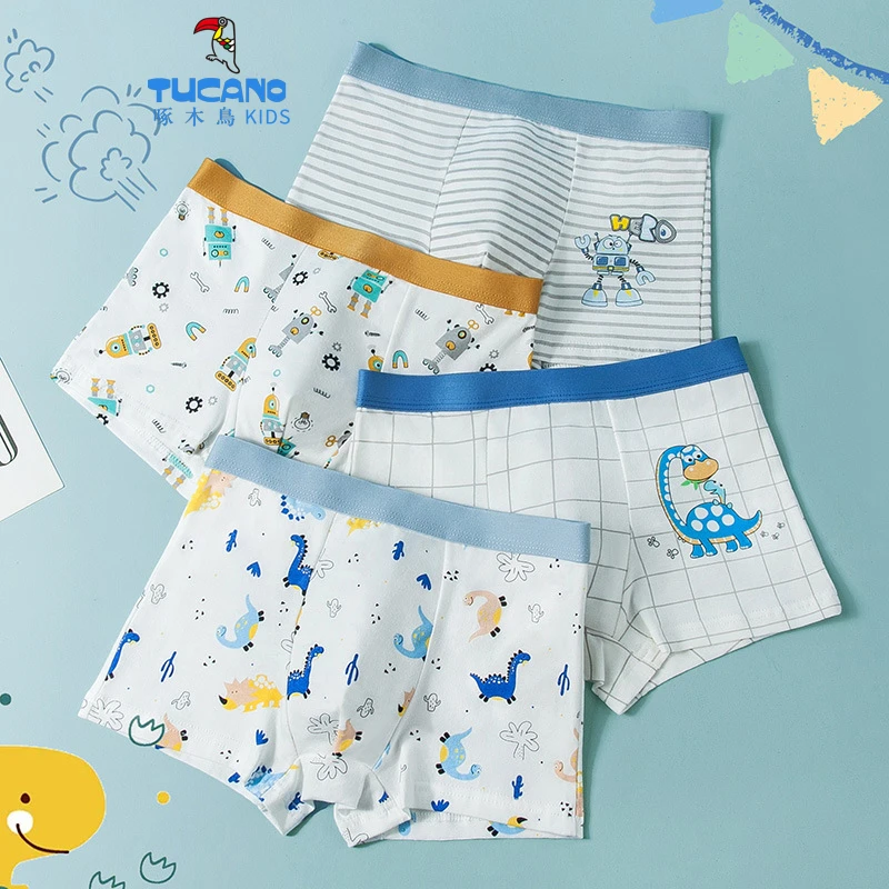 四季纯A类棉儿童内裤6-12中大童四角男童内裤10A抗菌男宝内穿短裤