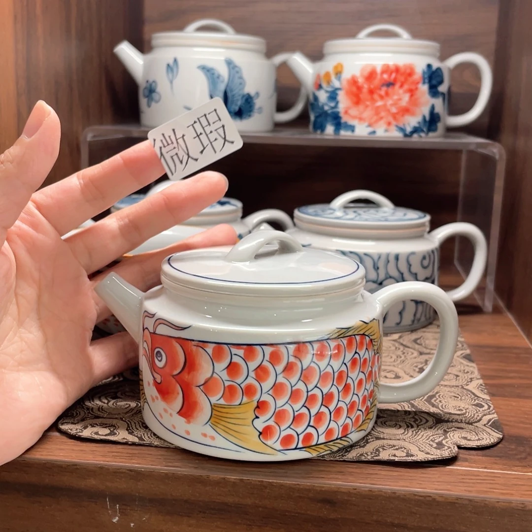 釉下手绘茶具微瑕