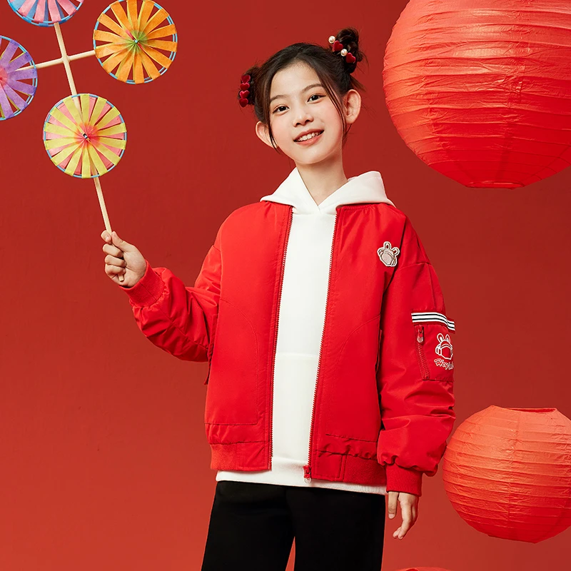 男生女生女童茄克红色NCJBJ13501A儿童