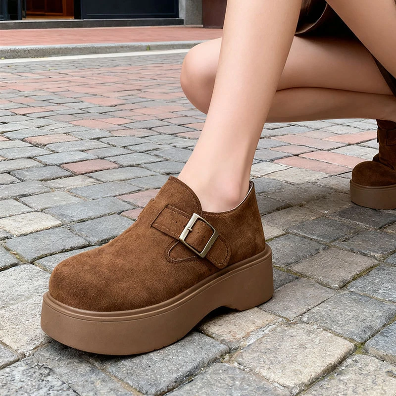 复古百搭一脚蹬懒人单鞋增高博肯鞋2025秋季新款爆款厚底勃肯女鞋