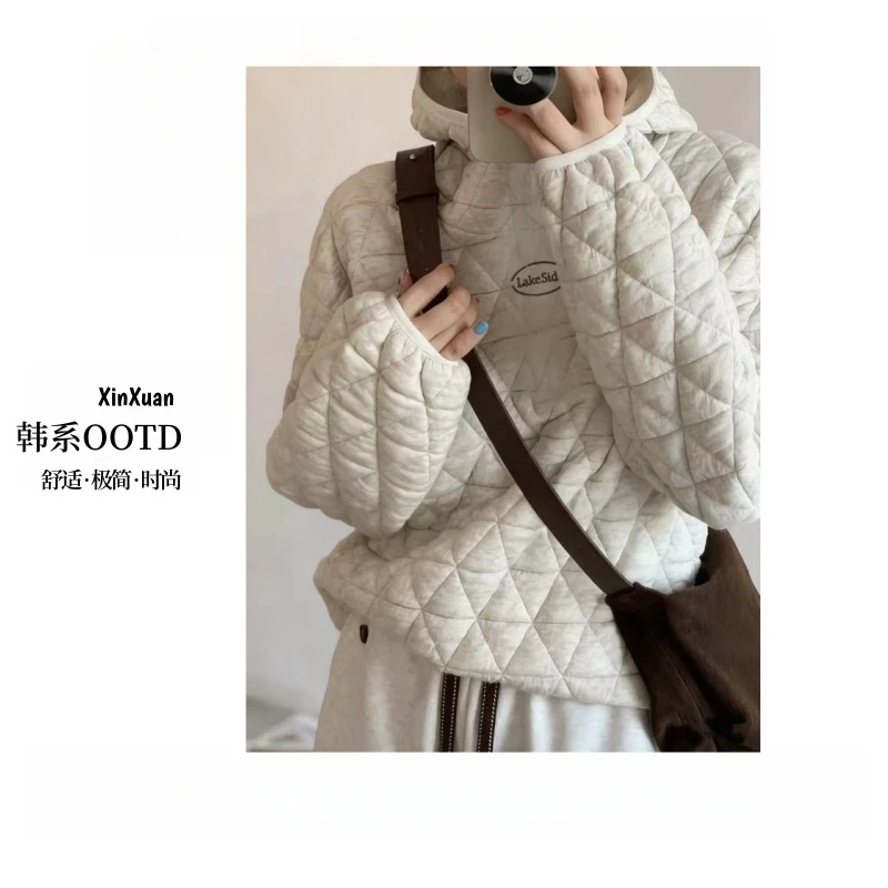 XINXUAN-[字母印花]25秋冬加厚字母印花连帽加绒卫衣FO-25263