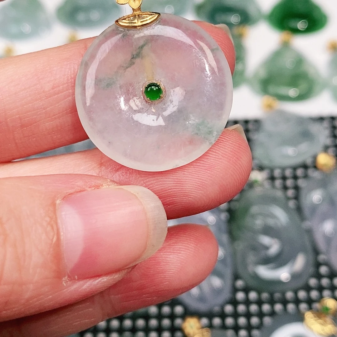 翡翠18K金镶嵌颈饰23.5-4.5