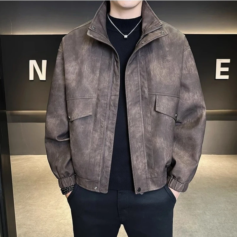 美拉德复古男士加绒皮衣外套2025秋冬废土风机车风皮夹克休闲上衣