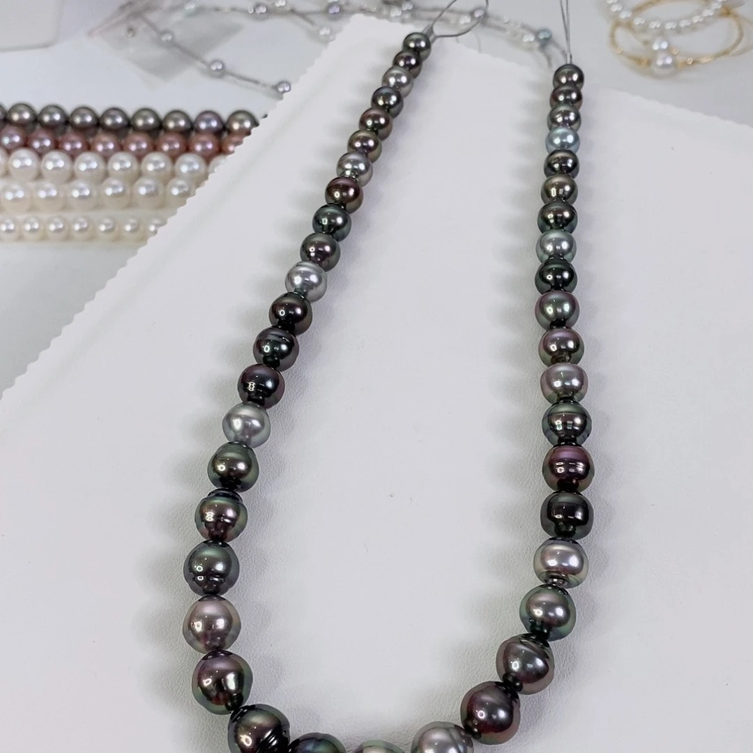 海水珍珠项链银S925镶嵌8-11