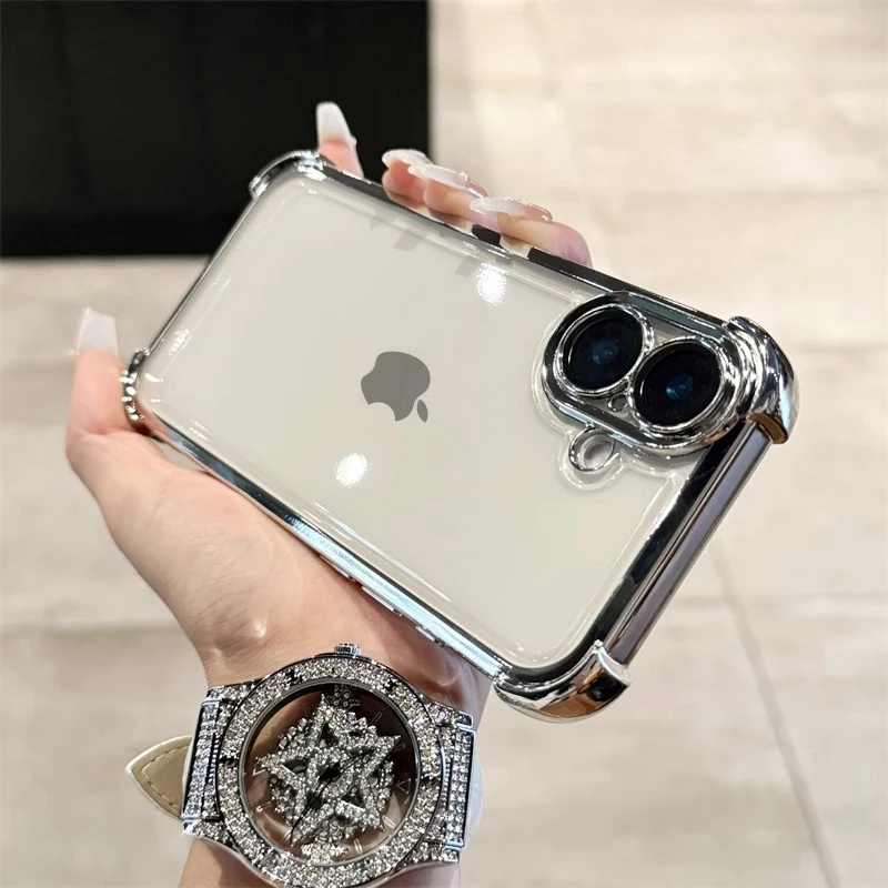 透明电镀苹果16手机壳iPhone15ProMax保护套ip14简约13pm防摔适用