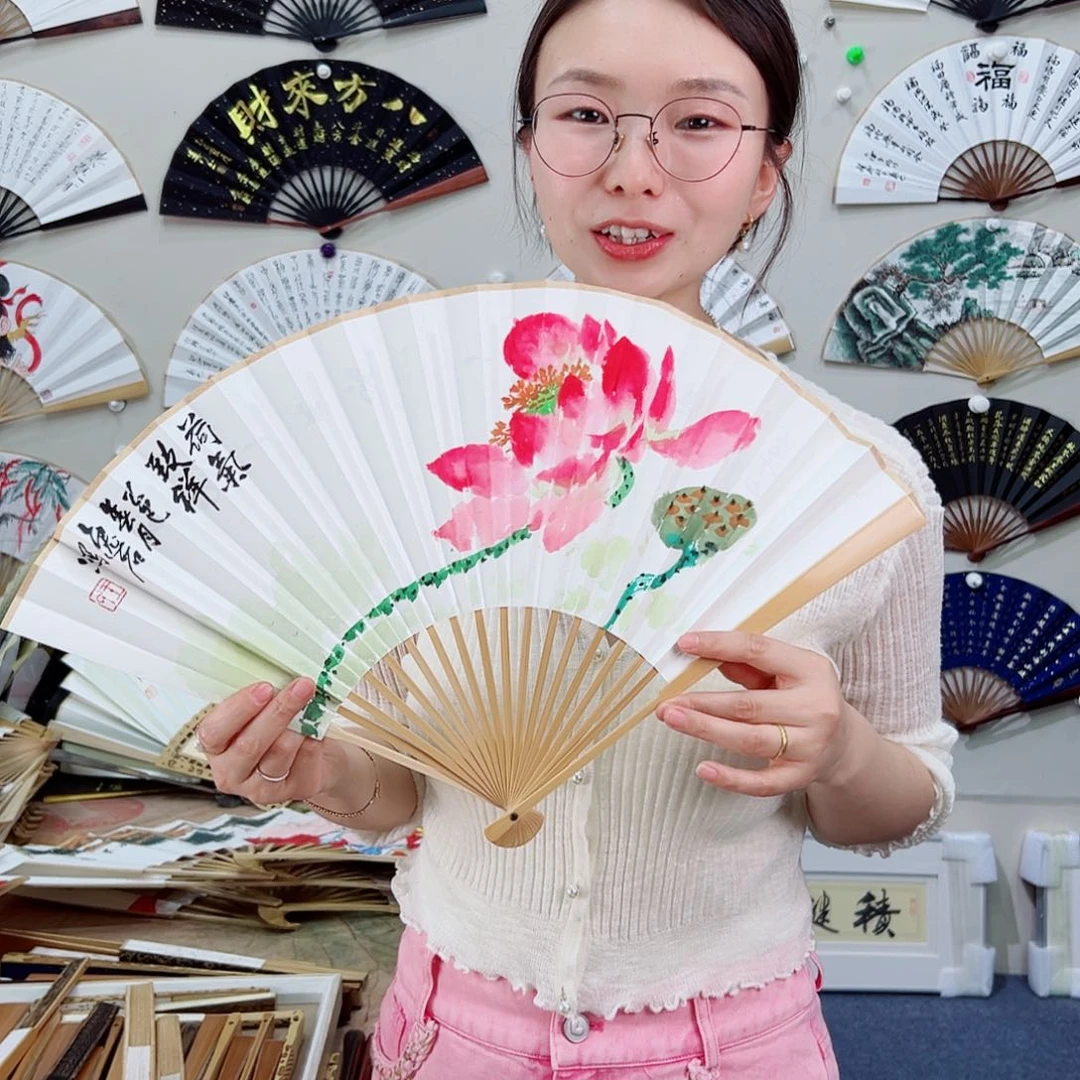 书法九五寸玉竹-文玩扇-手写-粘好发出