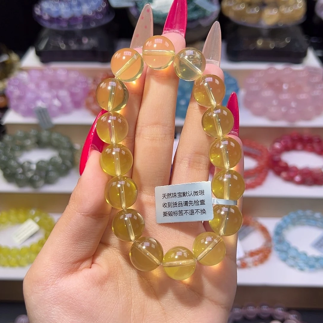 手串未镶嵌水晶殿堂级姜黄黄水晶13mm