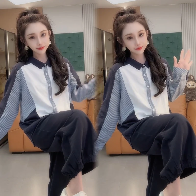 2025秋季新款时尚显瘦气质网红高档套装女高级百搭宽松大码两件套