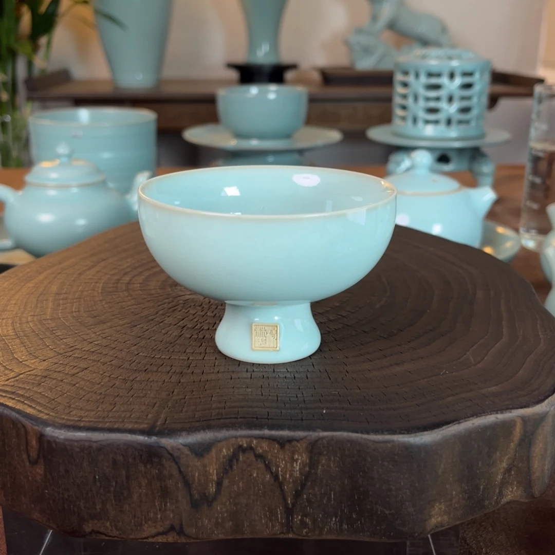 高足杯原矿汝官窑作品