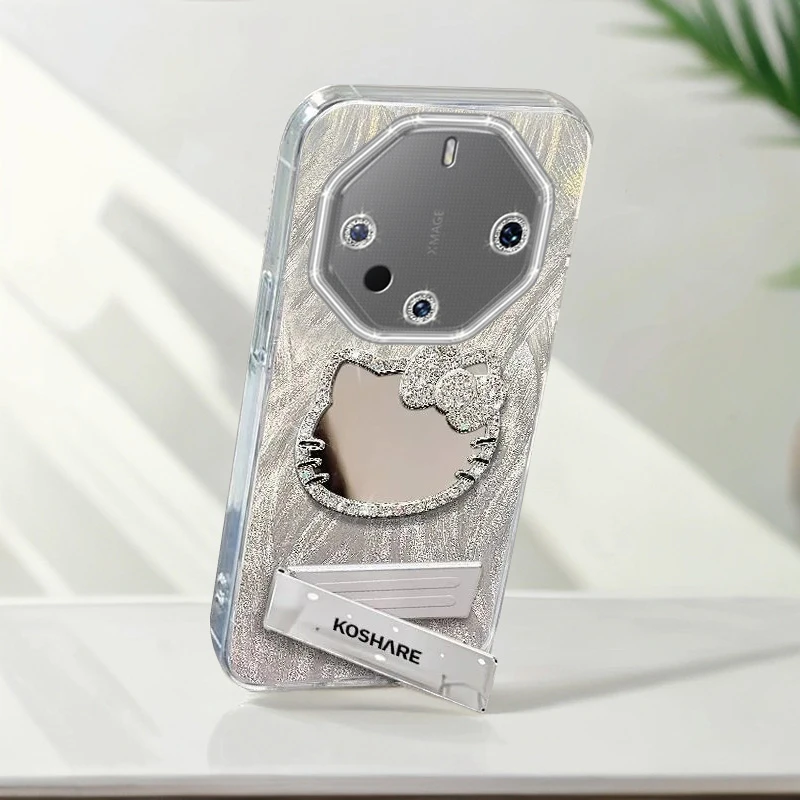 自带镜头膜华为Mate60RS非凡大师手机壳镶钻kt猫镜子全包防摔软壳