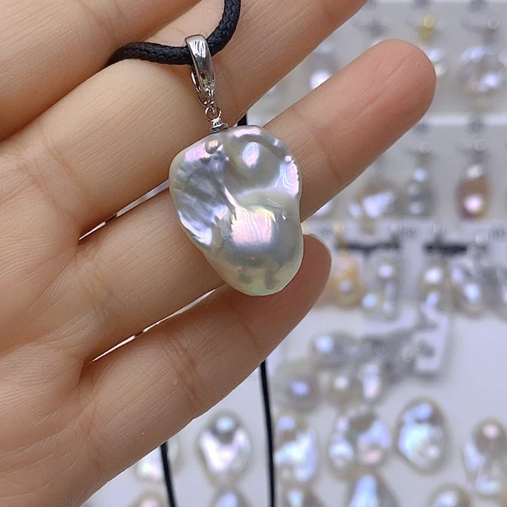 淡水珍珠银S925镶嵌颈饰