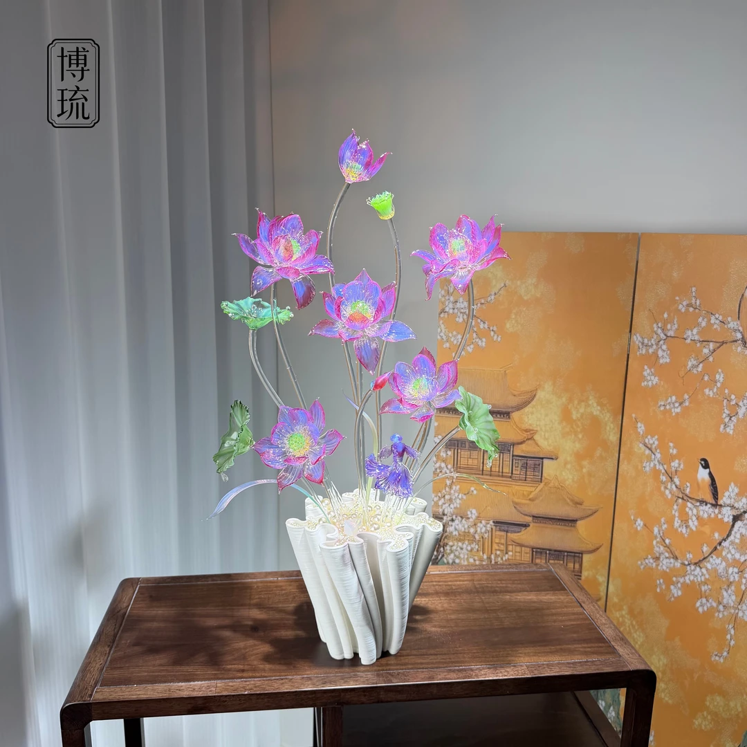 【扶摇直上】【金红】淄博纯手工琉璃花供佛首选轻奢精美高档摆件