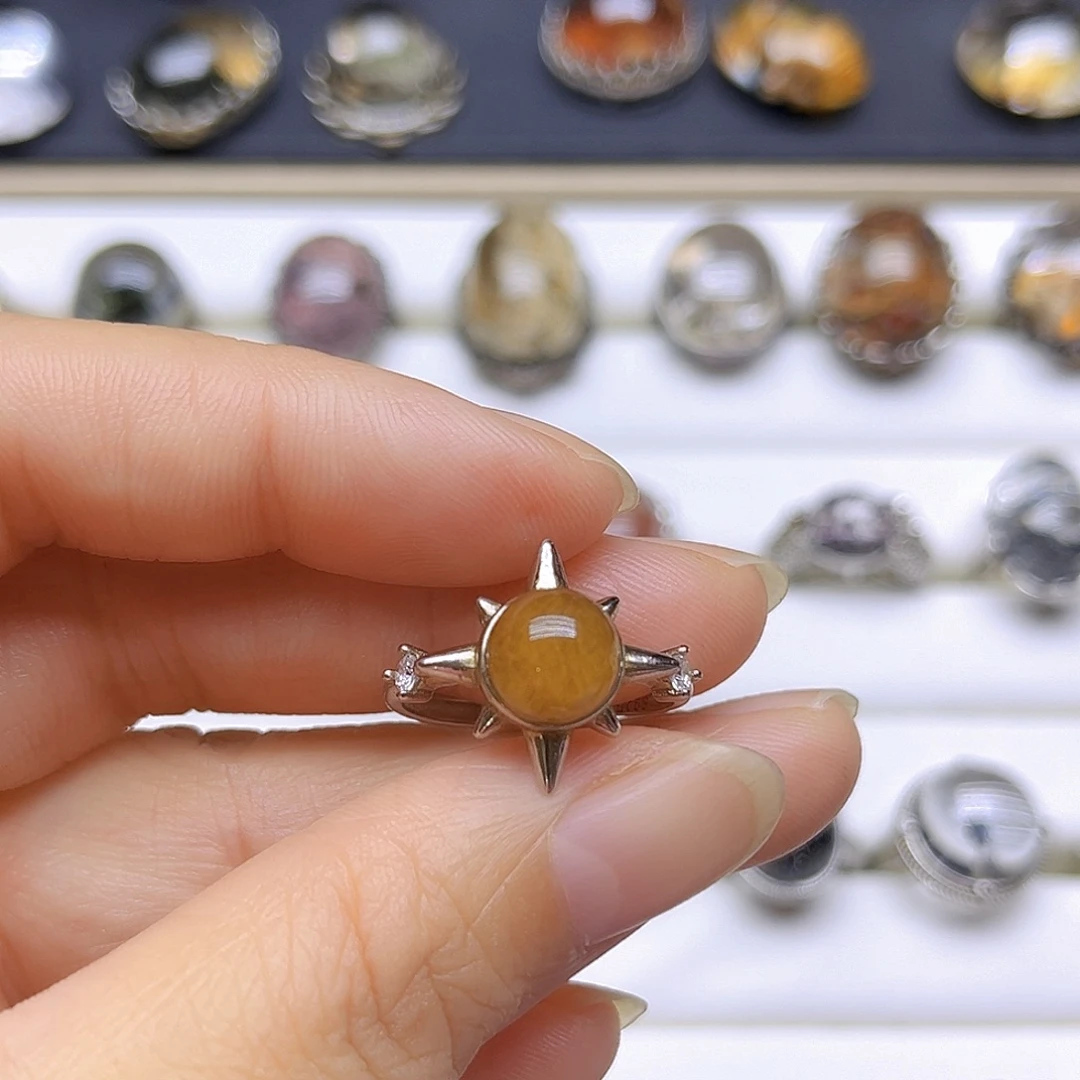 银S925镶嵌戒指发晶天然