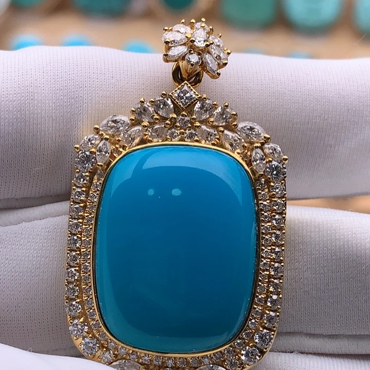 绿松石18K金镶嵌珠宝奇石