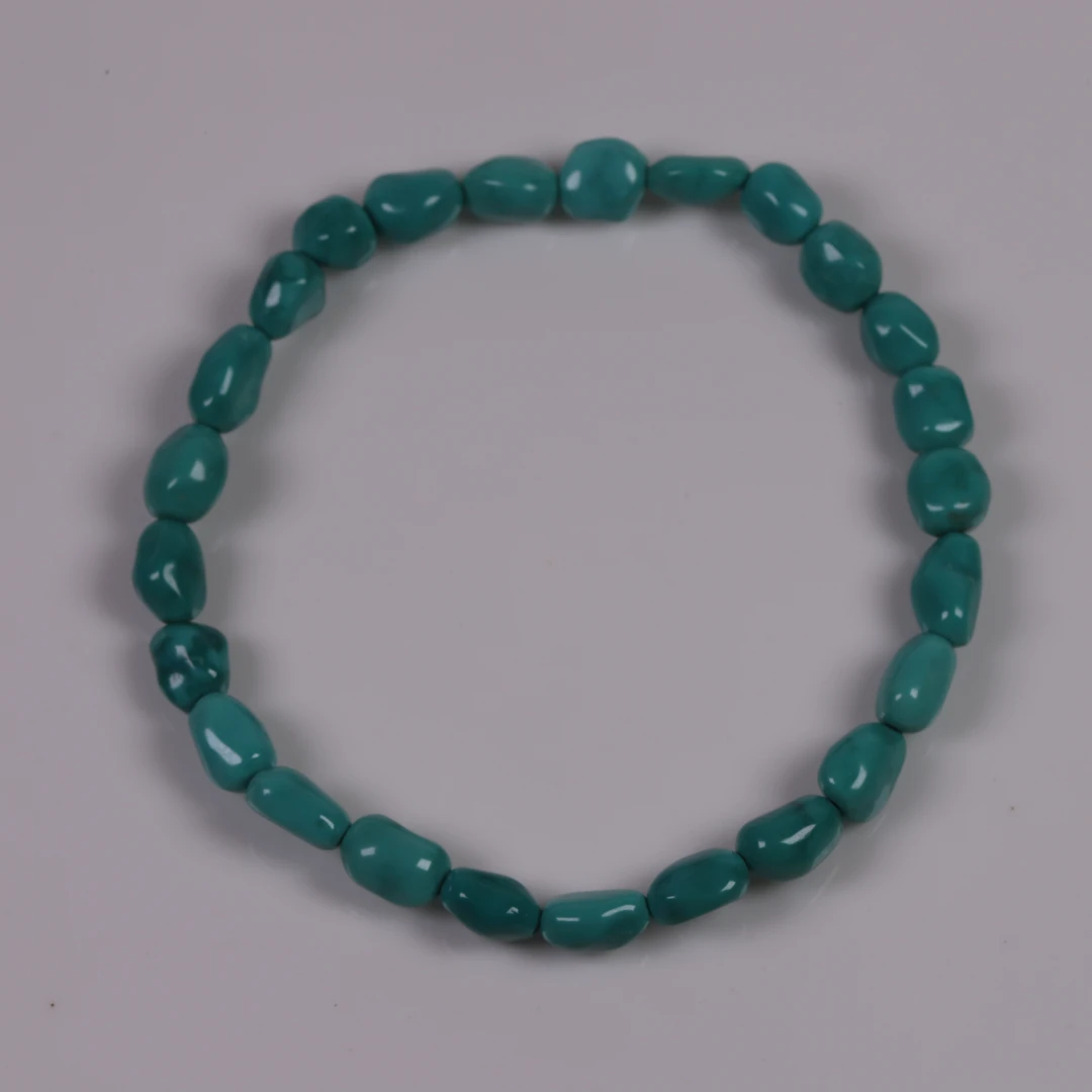 天然原矿绿松石高瓷糖豆手串