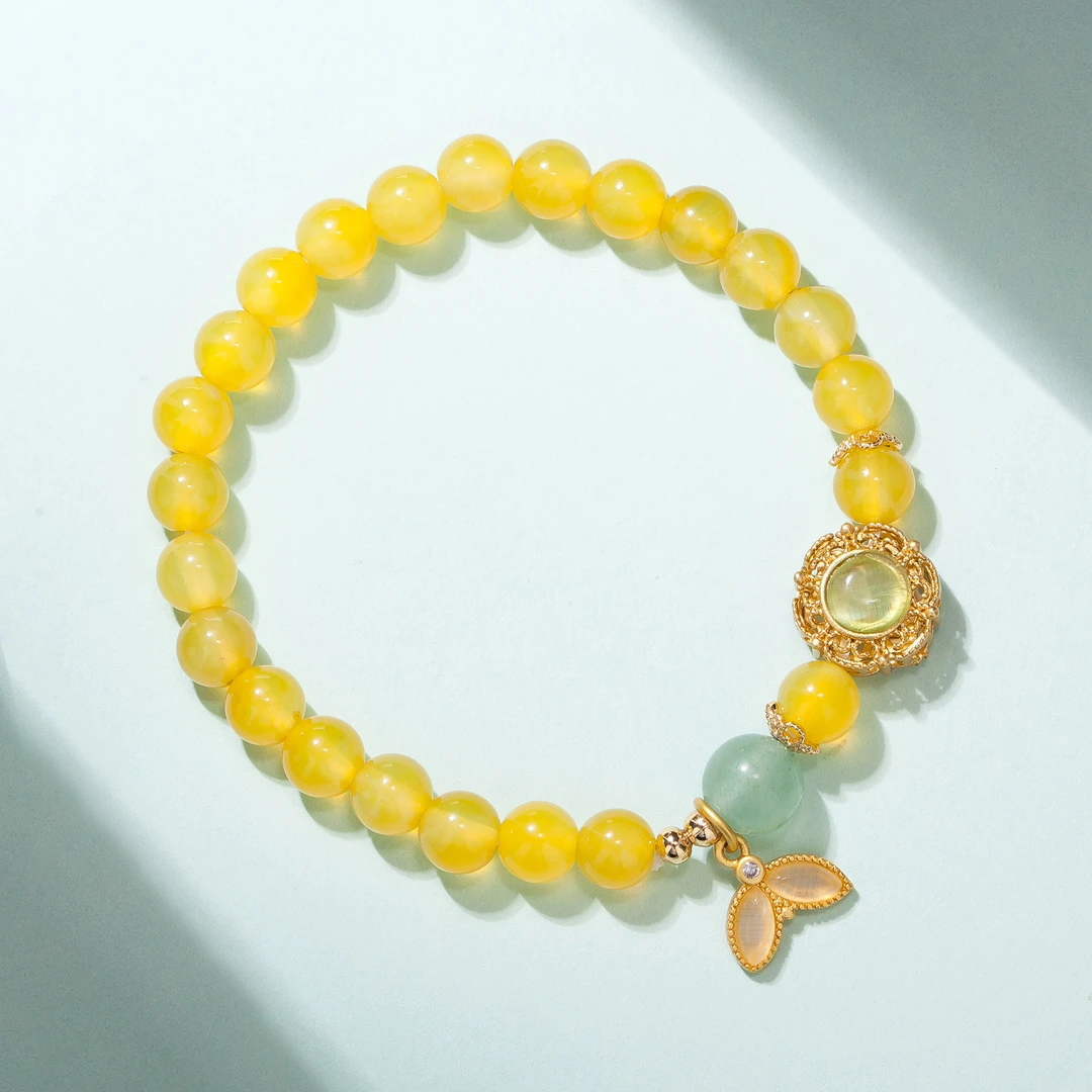 天然黄玛瑙单圈手串手链原创小众设计多样性发-023