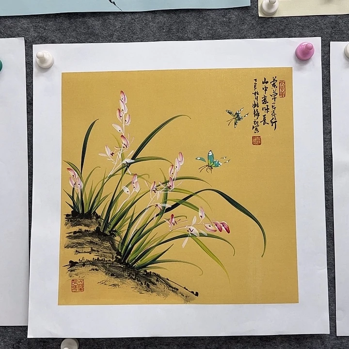国画国画立体兰花