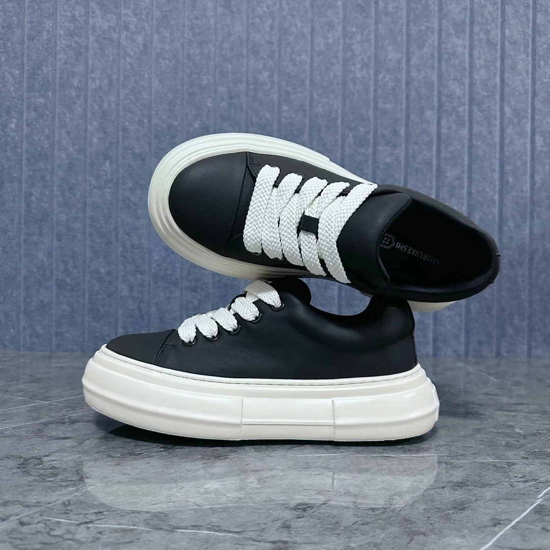 S67黑-头层牛皮男士休闲板鞋