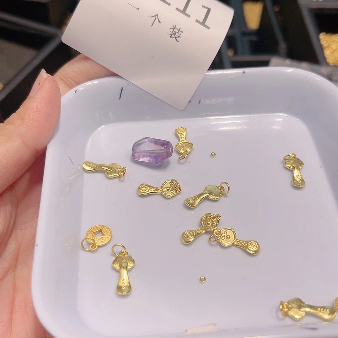 水晶珠宝半成品银S925镀金镶嵌111