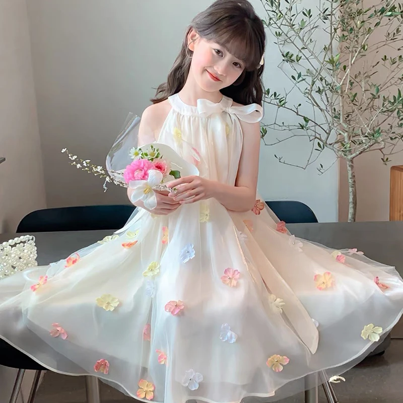 女童裙子夏款2025新款洋气童装女孩夏季网纱背心裙儿童夏天连衣裙