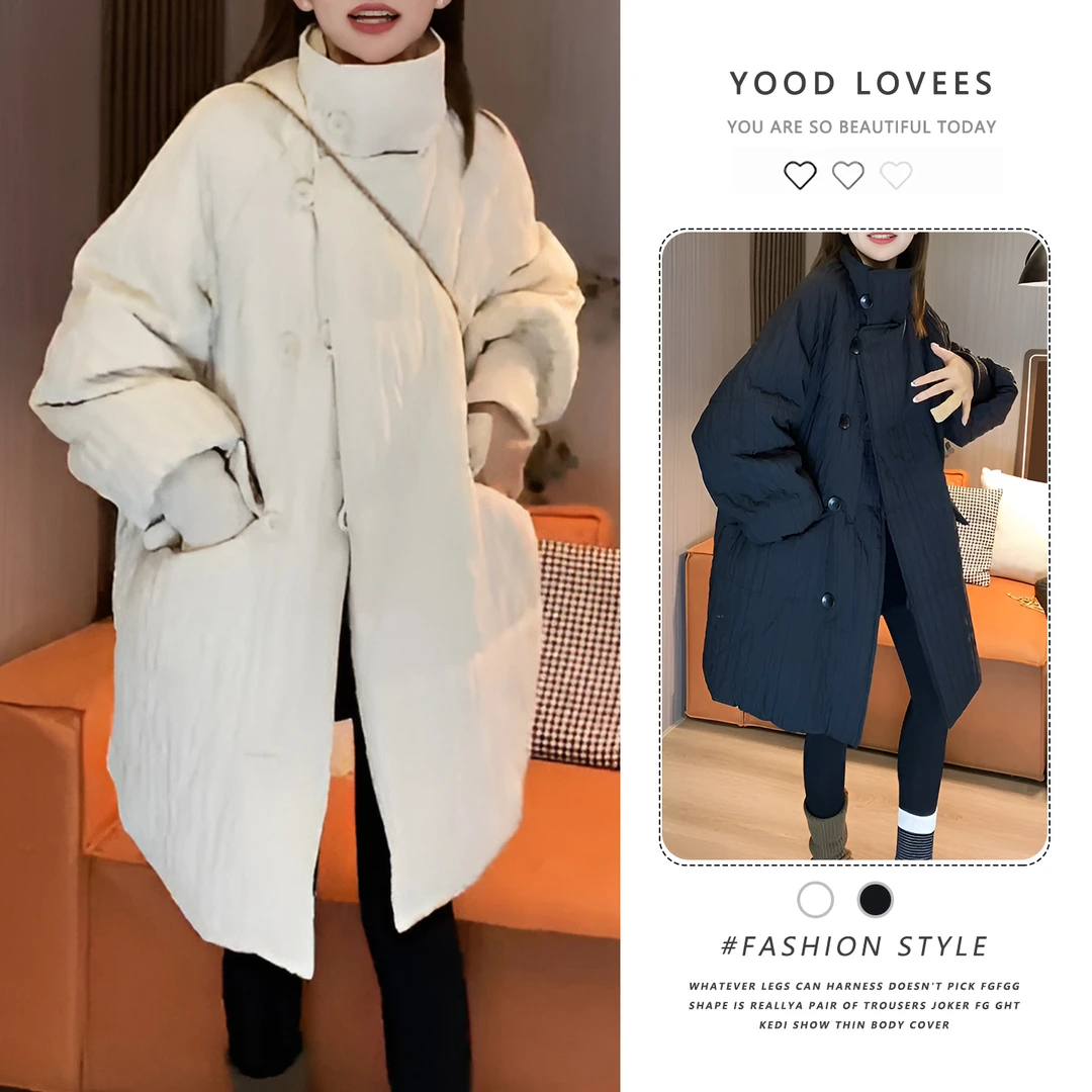 韩系百搭气质时尚个性中长款棉衣外套女2025新款冬季保暖棉服上衣