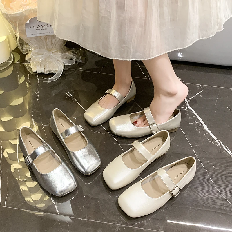 女鞋皮鞋单鞋法式玛丽珍鞋粗跟平底鞋子时尚百搭夏季复古春季方头