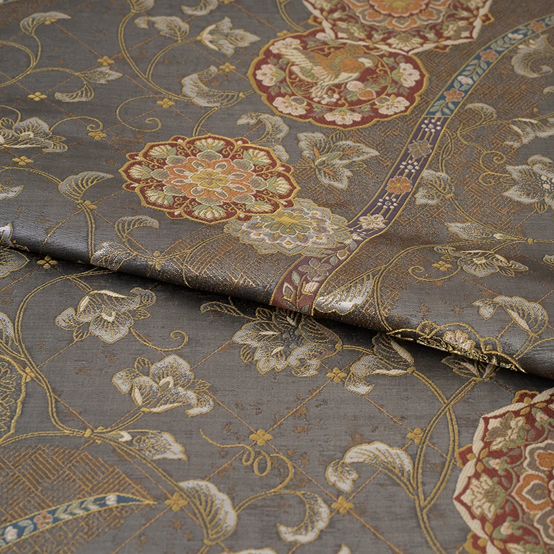 西阵织牡丹凤凰团高缎仿缂丝工艺提花缎汉服比甲马甲古风女装茶席