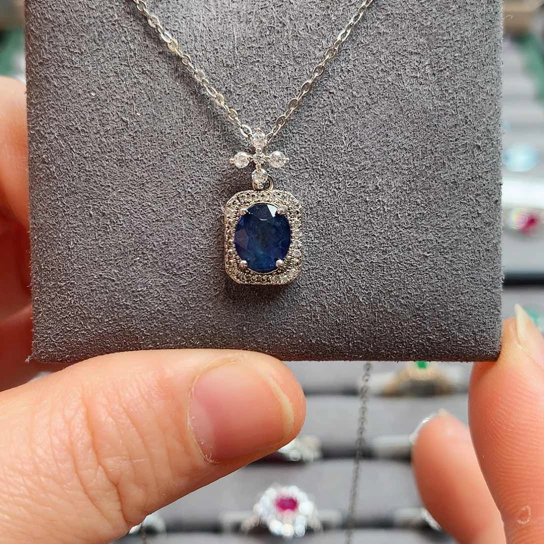 吊坠(赠链)蓝宝石银S925镶嵌