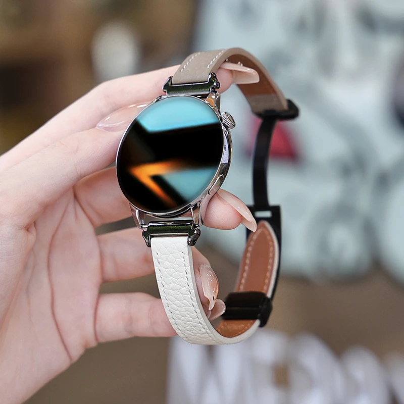 智能手表女款消息提醒支付运动2025新款皮质拼色多功能圆形通话表