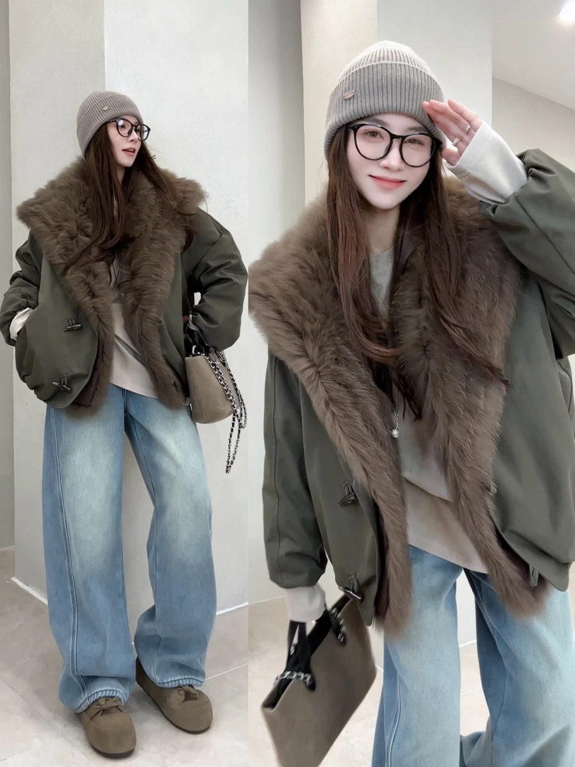 月月 2025秋冬新款大翻领派克羽绒服女宽松显瘦外套 2511C8080