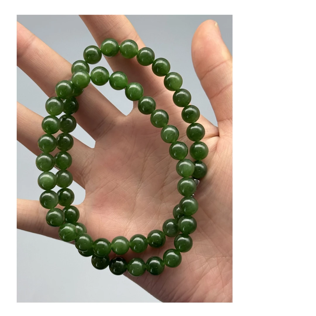 碧玉菠菜绿圆珠适合女士佩戴