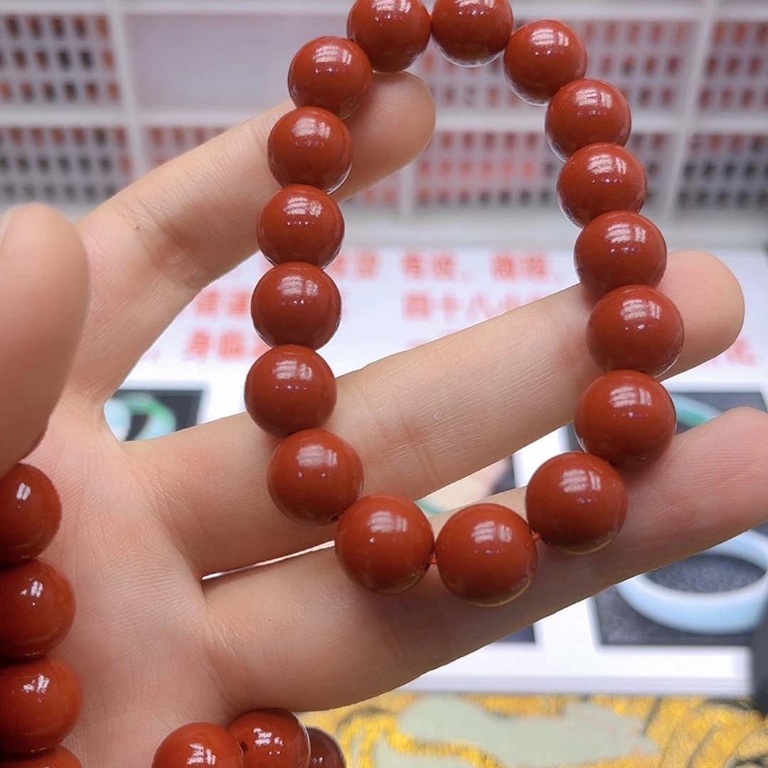 菱锰矿（红纹石）手绳合金12m m