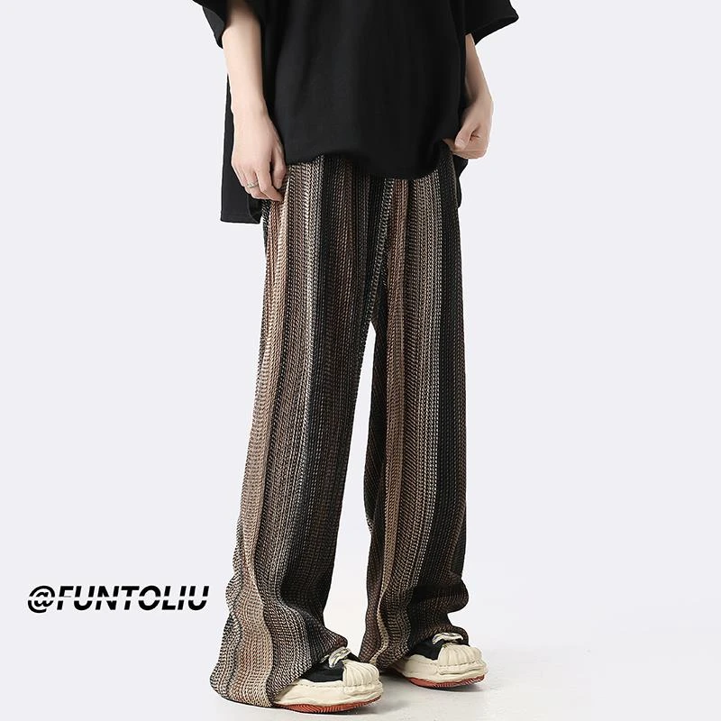 【JRXR男装】美式国潮高街裤子苏痞帅高级感渐变冰丝阔腿裤垂感直