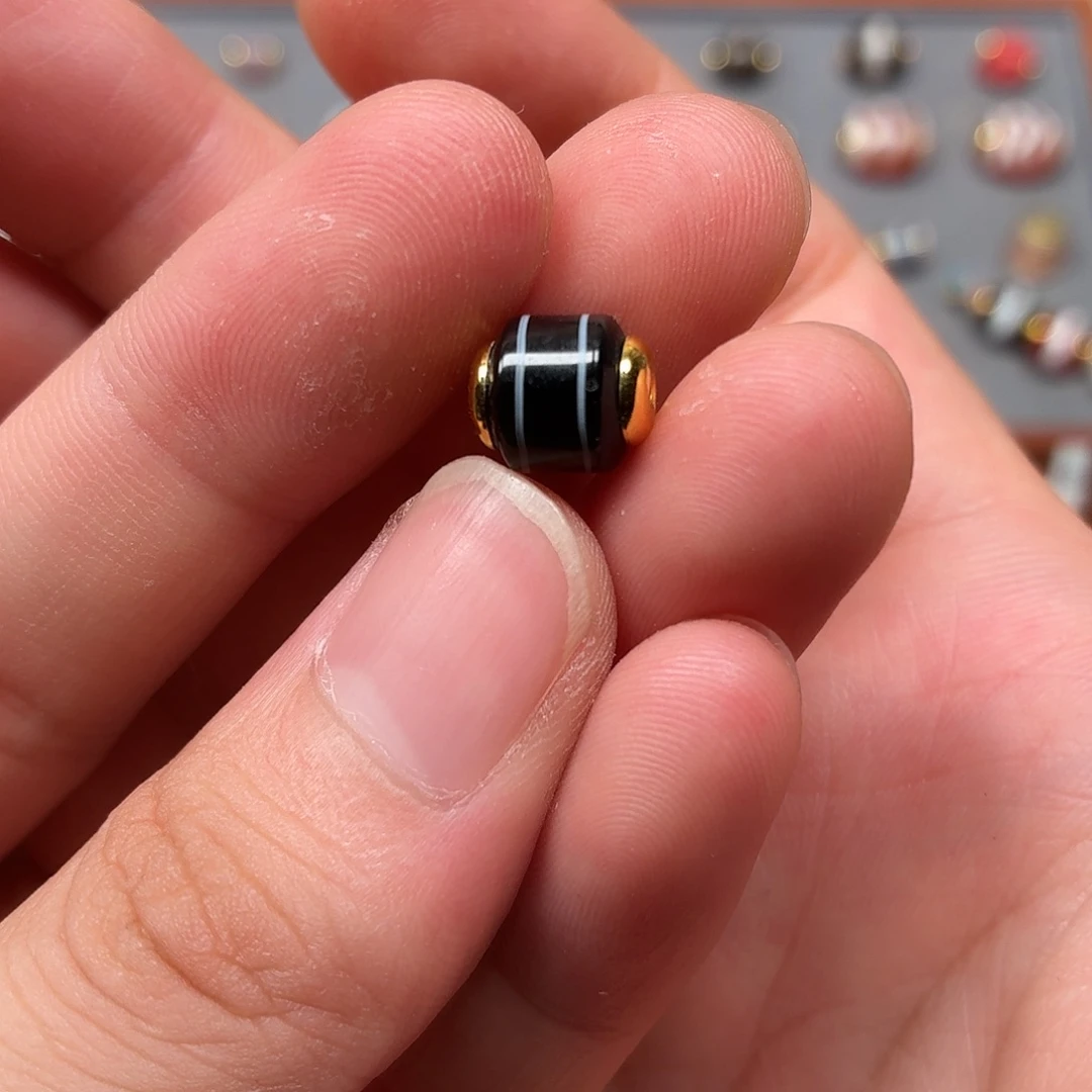 玛瑙/玉髓配饰未镶嵌黑白一线6号