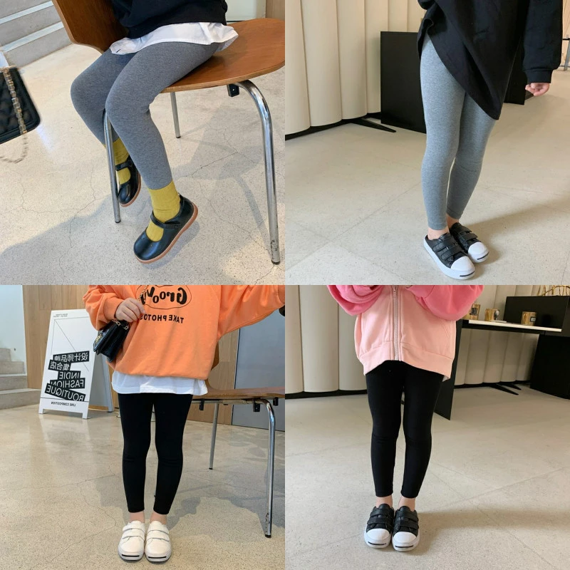 春秋女童装打底裤宝宝洋气个性潮牌韩版纯色弹力长裤童打底裤B类