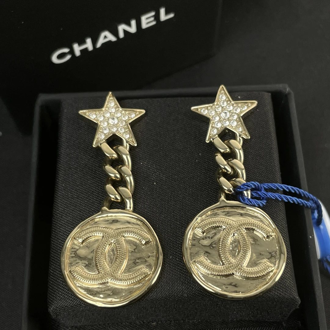 未使用 Chanel/香奈儿 满钻星星金币流苏耳环/香选
